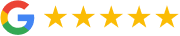 Google logo with five gold stars indicating excellent customer reviews for McMurray Family Dental